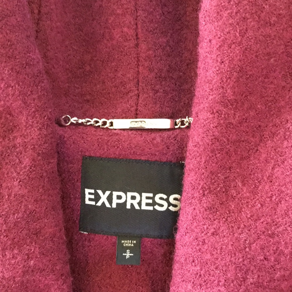 NWOT Gorgeous Express maroon wrap wool coat - Picture 2 of 8